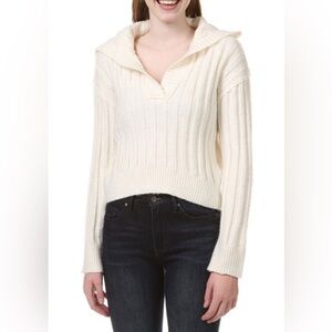NWT Pink Rose Cropped Sweater Blizzard White Women’s Size Small